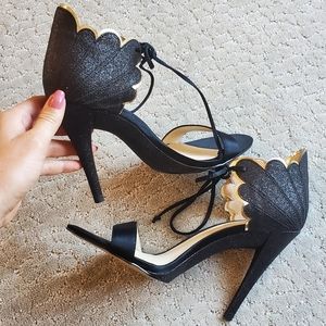 NINE WEST 7M Glitter Stilettos with Satin ties💥